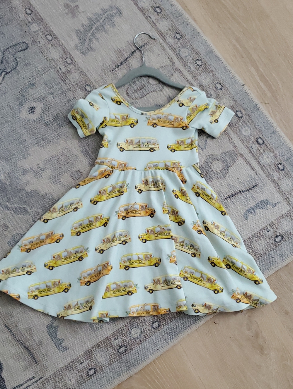 Nola Tawk Girls Kids Yellow School Bus Print Dress Sz4T